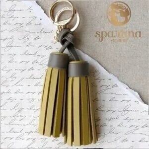 Spartina 449 Lime Green Twin Tassel Bag Charm Key Chain Mustard Yellow L…